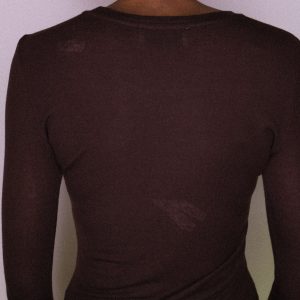 Brown Sheer Long Sleeve Top