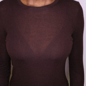 Brown Sheer Long Sleeve Top